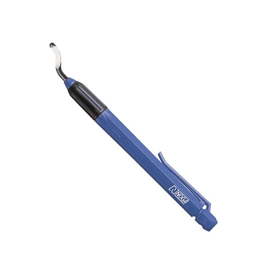 Tira-Rebarba Plástico NOGA Edge Off EO2000 com cabo plástico azul e lâmina S32mm — ferramenta econômica para rebarbação industrial fornecida pela Hebron Ferramentas