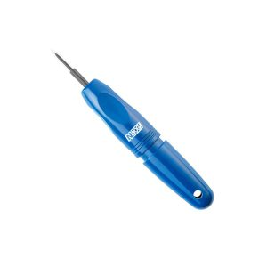 Raspador NOGA YT1200 com cabo azul e lâmina dupla triangular T80 — ferramenta de raspagem, aparo e rebarbação geral, fornecida pela Hebron Ferramentas