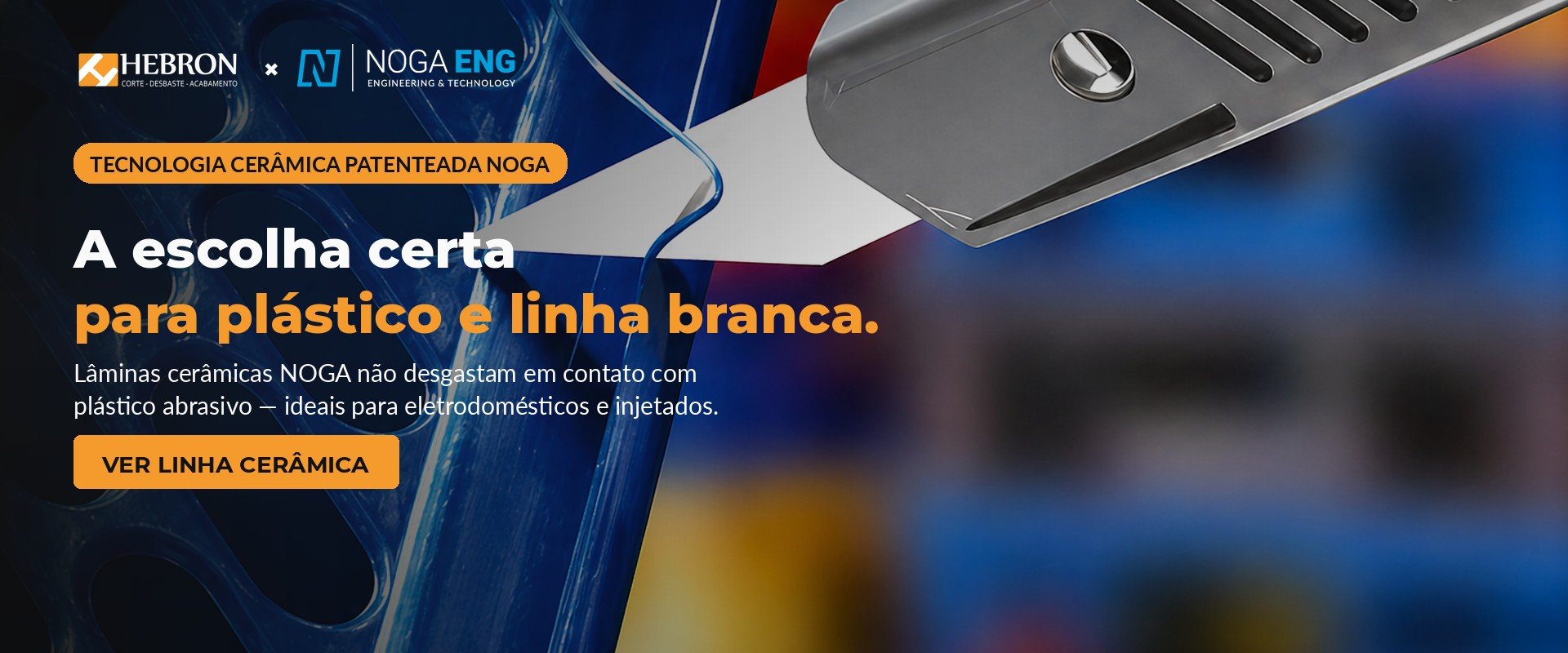 Lâminas cerâmicas Noga para rebarbação de plástico abrasivo e linha branca