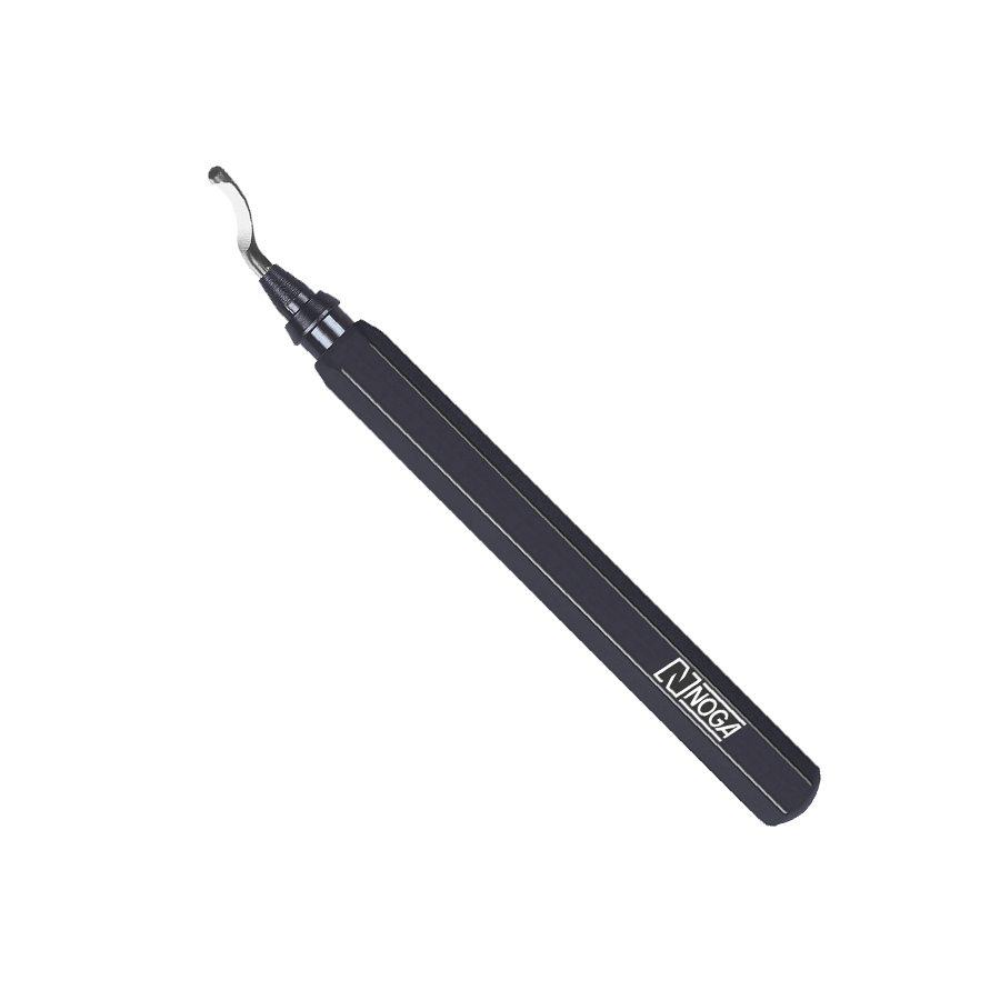 Rebarbador NOGA Rapid Burr RB1000 com cabo hexagonal de alumínio preto e lâmina S10 substituível — rebarbador de aço durável para rebarbação industrial contínua, fornecido pela Hebron Ferramentas